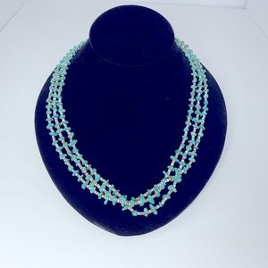 Turquoise Mini Nugget, Heishi & 925 Vintage 3 Strand Necklace